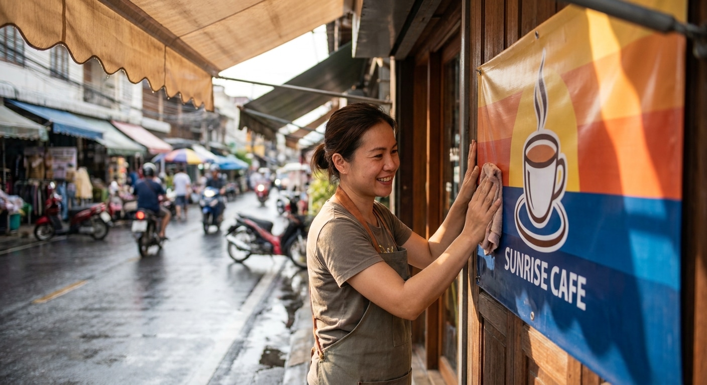 วิธีดูแลป้ายไวนิลและสติ๊กเกอร์ ให้สีสดทนสู้แดดฝน - outdoor-sign-sticker-maintenance