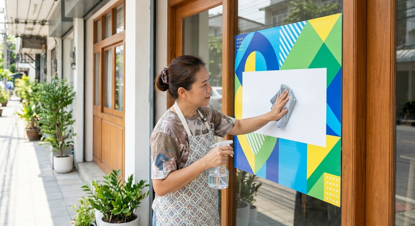 ทริคดูแลป้ายไวนิลและสติ๊กเกอร์หน้าร้านให้สีสด ทนแดดทนฝน - outdoor-sign-sticker-maintenance