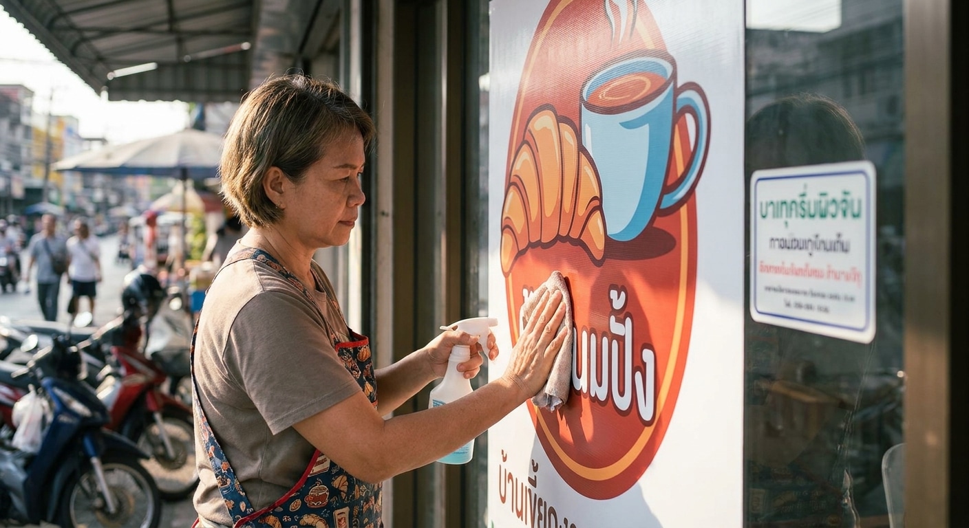 วิธีดูแลป้ายไวนิลและสติ๊กเกอร์ให้สีสด ทนแดดได้นาน - outdoor-signage-care-tips