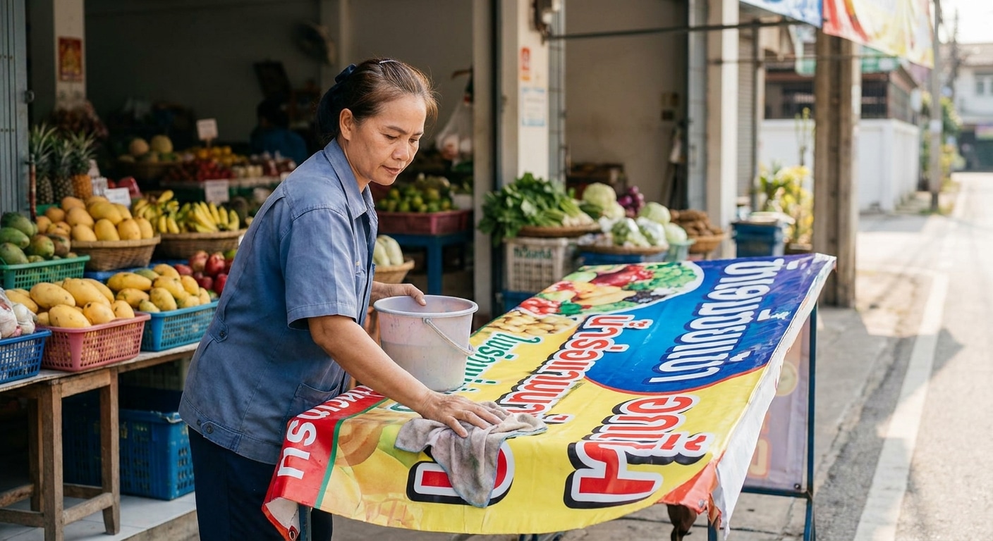 วิธีดูแลป้ายหน้าร้านและป้ายไวนิลให้สีสดทนแดด ไม่ซีดจาง - outdoor-signage-maintenance-tips