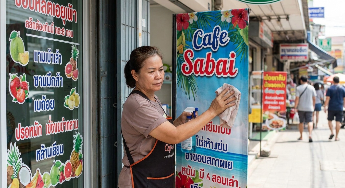 ทริคดูแลป้ายโฆษณาหน้าร้านให้อยู่ทน สีสดสู้แดดสู้ฝน - outdoor-signage-maintenance-tips