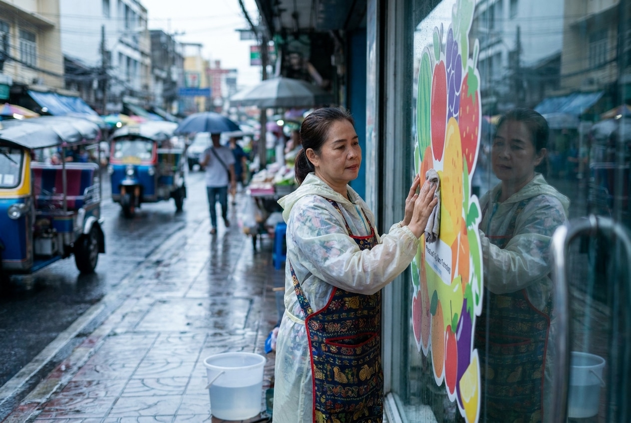 วิธีดูแลป้ายไวนิลและสติ๊กเกอร์หน้าร้านให้สีสดทนนาน - outdoor-signage-maintenance-tips
