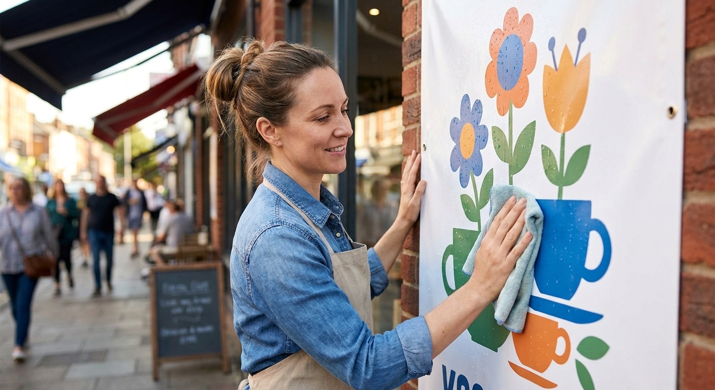 เคล็ดลับดูแลป้ายโฆษณาและป้ายไวนิลหน้าร้าน ให้ทนแดดทนฝน - outdoor-signage-vinyl-maintenance