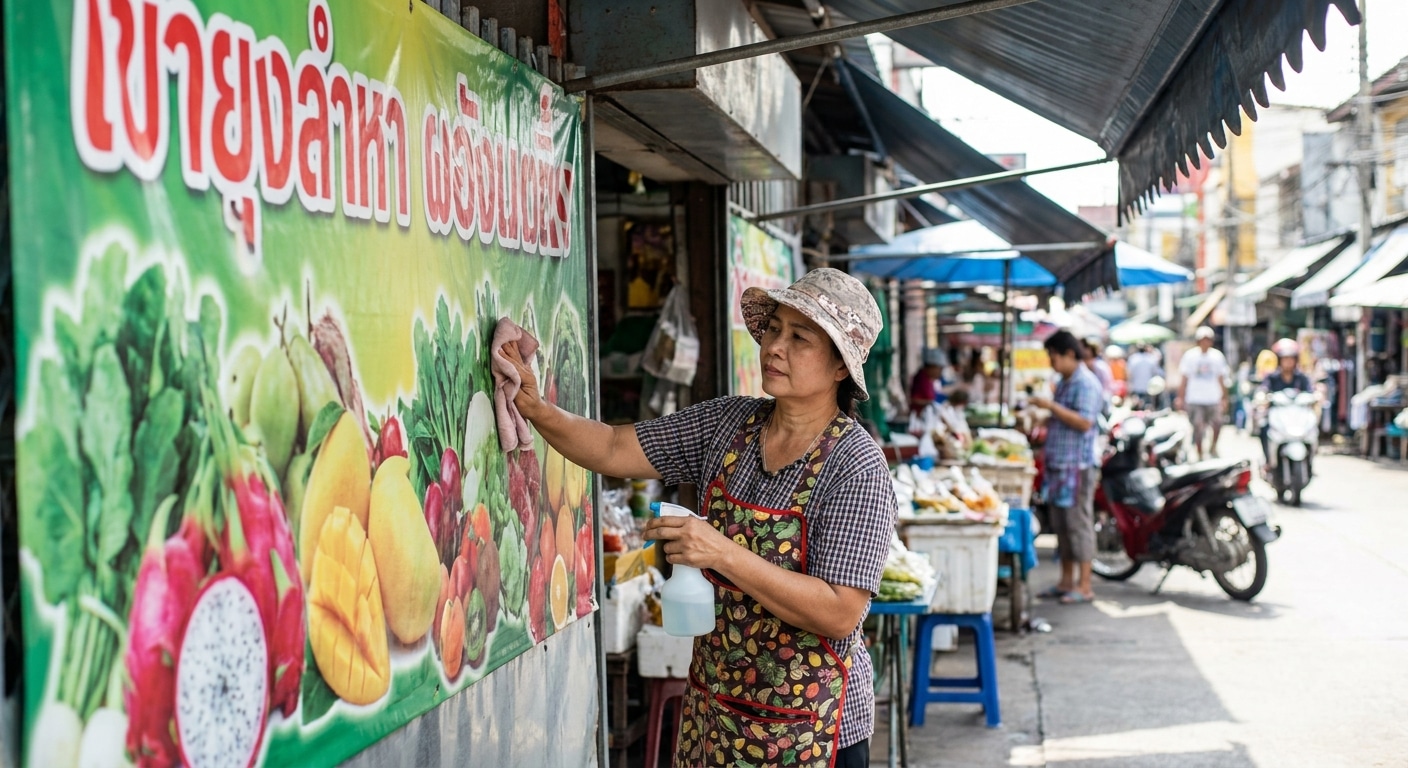 เคล็ดลับดูแลป้ายไวนิลหน้าร้าน ให้สีสดทนแดดทนฝน ไม่ซีดไว - outdoor-vinyl-banner-maintenance