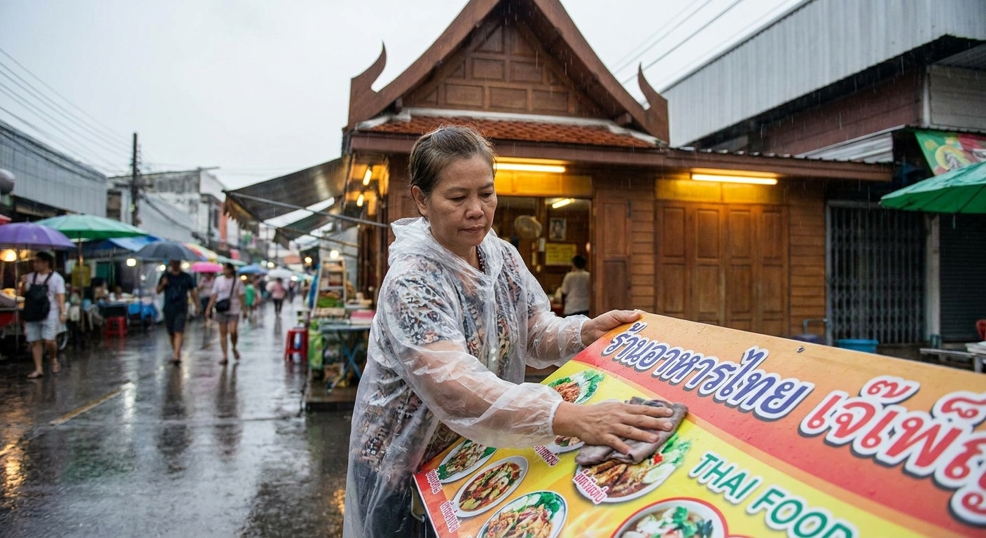 หน้าฝนต้องรู้! วิธีดูแลป้ายไวนิลให้สีสด ไม่ซีดจาง ทนทาน - outdoor-vinyl-banner-maintenance