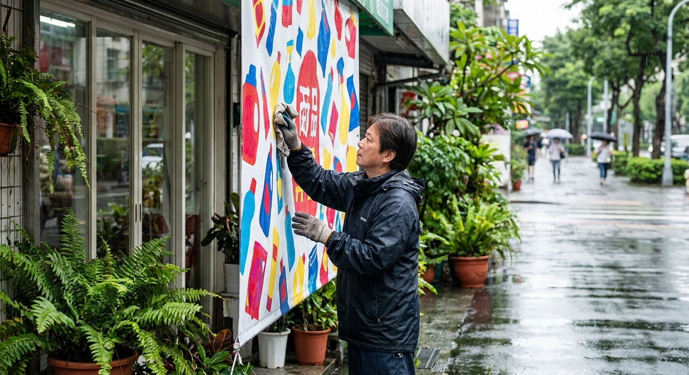 วิธีดูแลป้ายไวนิลหน้าร้านหน้าฝน ให้สีสดทนทาน ไม่ซีดจาง - outdoor-vinyl-banner-maintenance