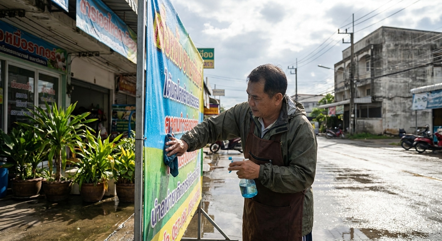 ทริคดูแลป้ายไวนิลและป้ายโฆษณาหน้าร้านให้อยู่ทน สีสดนาน - outdoor-vinyl-banner-maintenance
