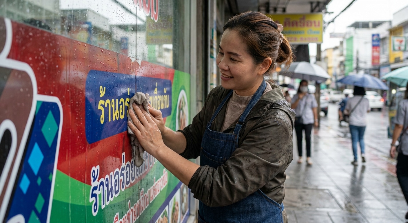 เคล็ดลับดูแลป้ายไวนิลหน้าร้านให้สีสด ทนแดดทนฝน - outdoor-vinyl-sign-maintenance