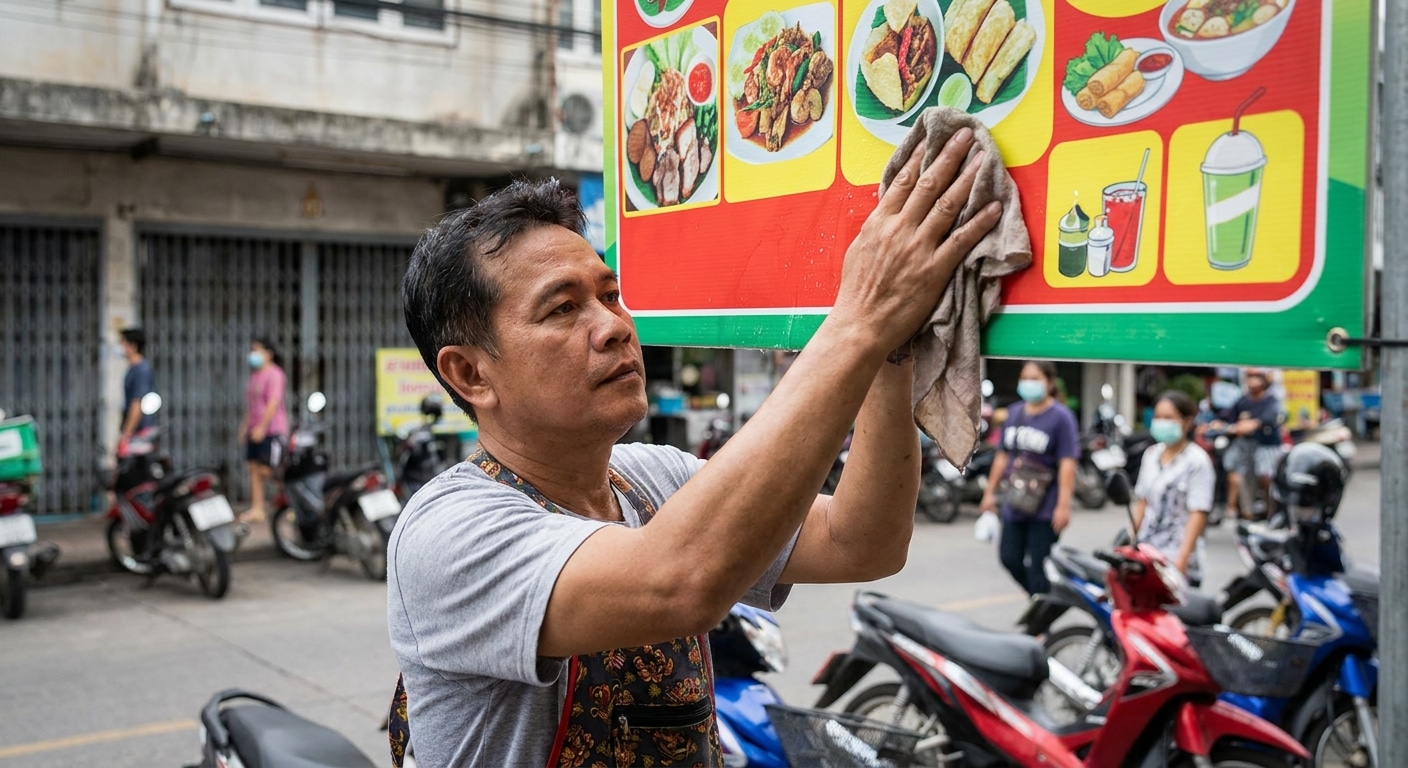 ทริคดูแลป้ายไวนิลและป้ายหน้าร้านให้สีสด ทนแดดทนฝน - outdoor-vinyl-signage-maintenance