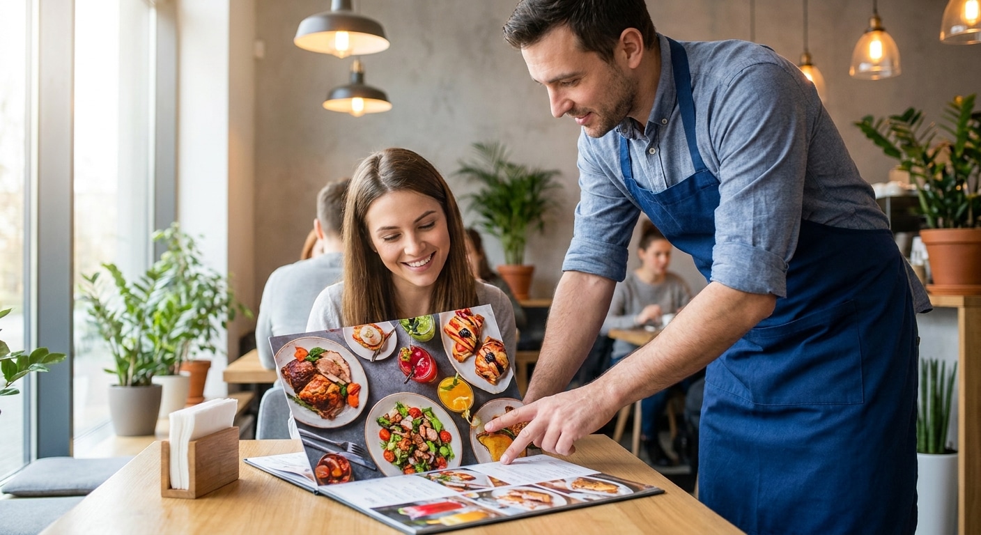 เทคนิคออกแบบเมนูอาหารให้ดึงดูดลูกค้า ช่วยร้านอาหารอัปเซลล์ - restaurant-menu-design-upsell