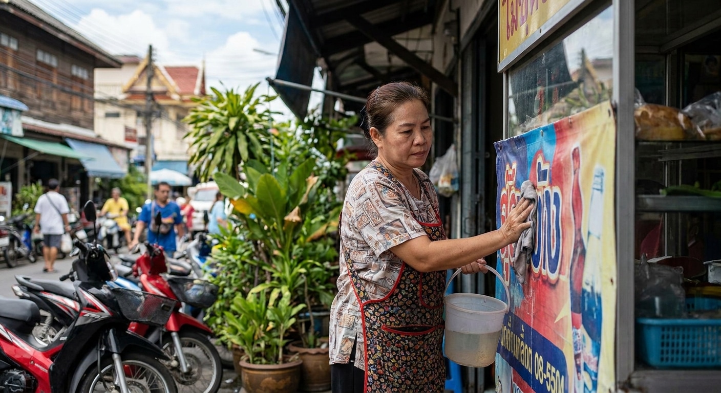 วิธีดูแลป้ายไวนิลและสติ๊กเกอร์หน้าร้านให้สีสด ทนแดดทนฝน - storefront-vinyl-maintenance-tips