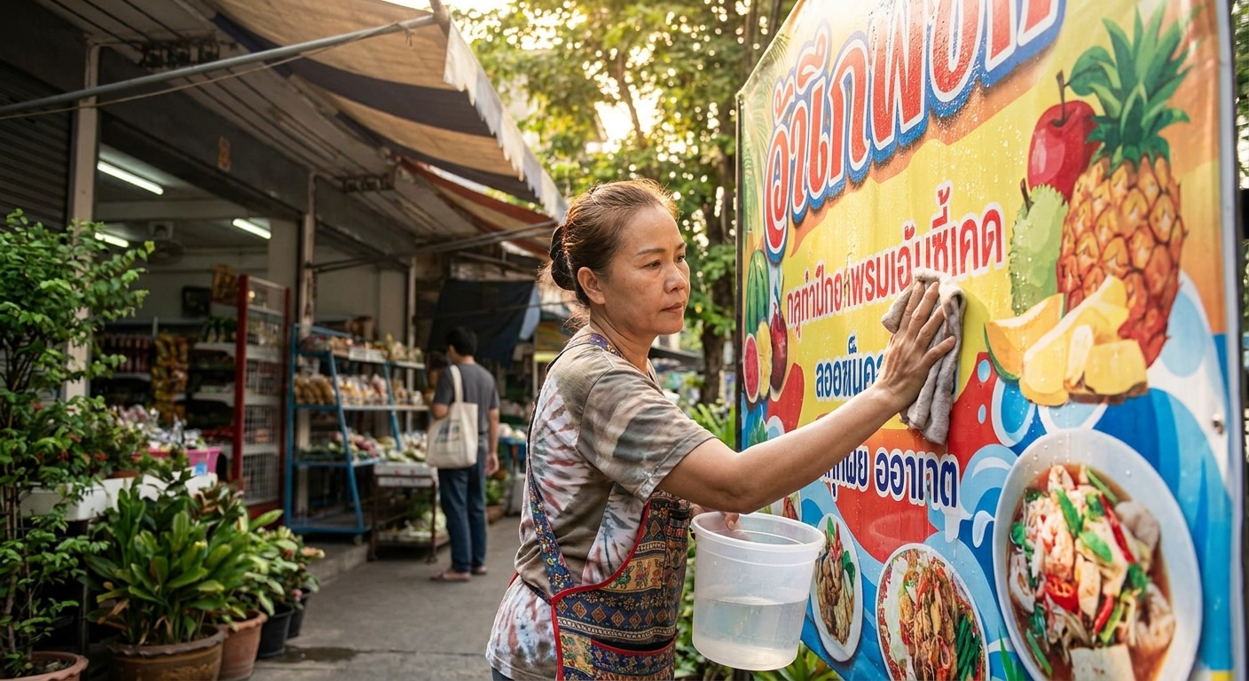 วิธีดูแลป้ายไวนิลหน้าร้านให้สีสดสวย ทนแดดทนฝน ใช้ได้นาน - vinyl-banner-maintenance-tips