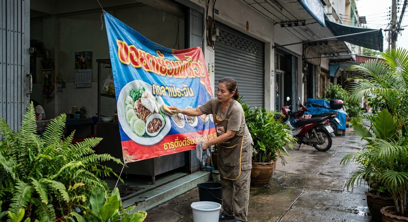 เทคนิคดูแลป้ายไวนิลหน้าฝน ยืดอายุการใช้งาน สีสด ไม่ซีดจาง - vinyl-banner-rainy-maintenance