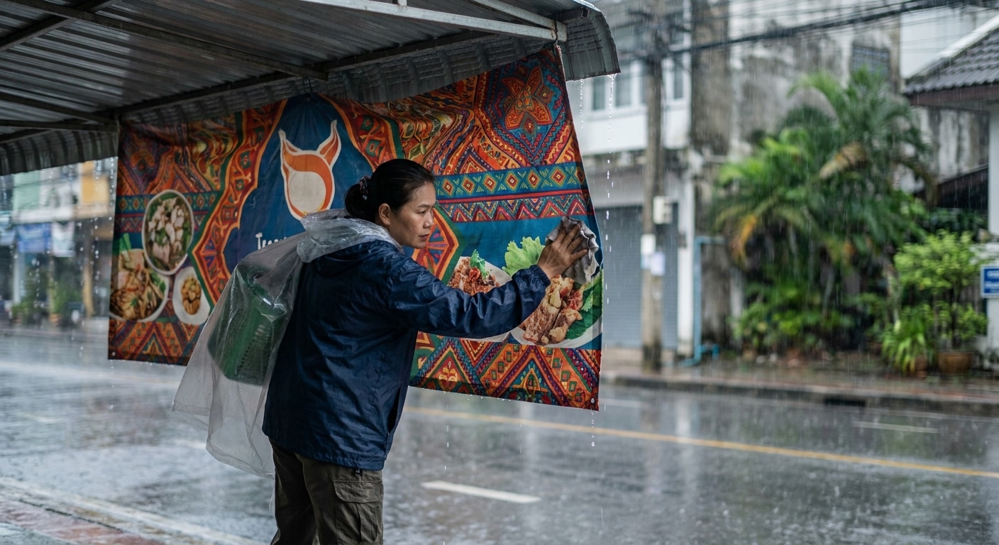 วิธีดูแลป้ายไวนิลช่วงหน้าฝน สีสดทนทาน ไม่ซีดจาง - vinyl-banner-rainy-maintenance