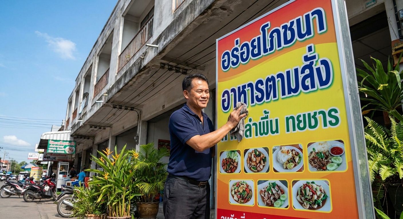วิธีดูแลป้ายไวนิลหน้าร้านให้สีสดทนแดดทนฝน ยืดอายุการใช้งาน - vinyl-sign-maintenance-tips