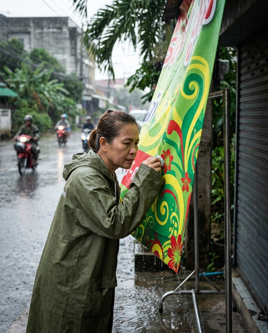 ทริคดูแลป้ายไวนิลหน้าฝน 2026 ยืดอายุสีสดทนทาน - vinyl-signage-rainy-maintenance