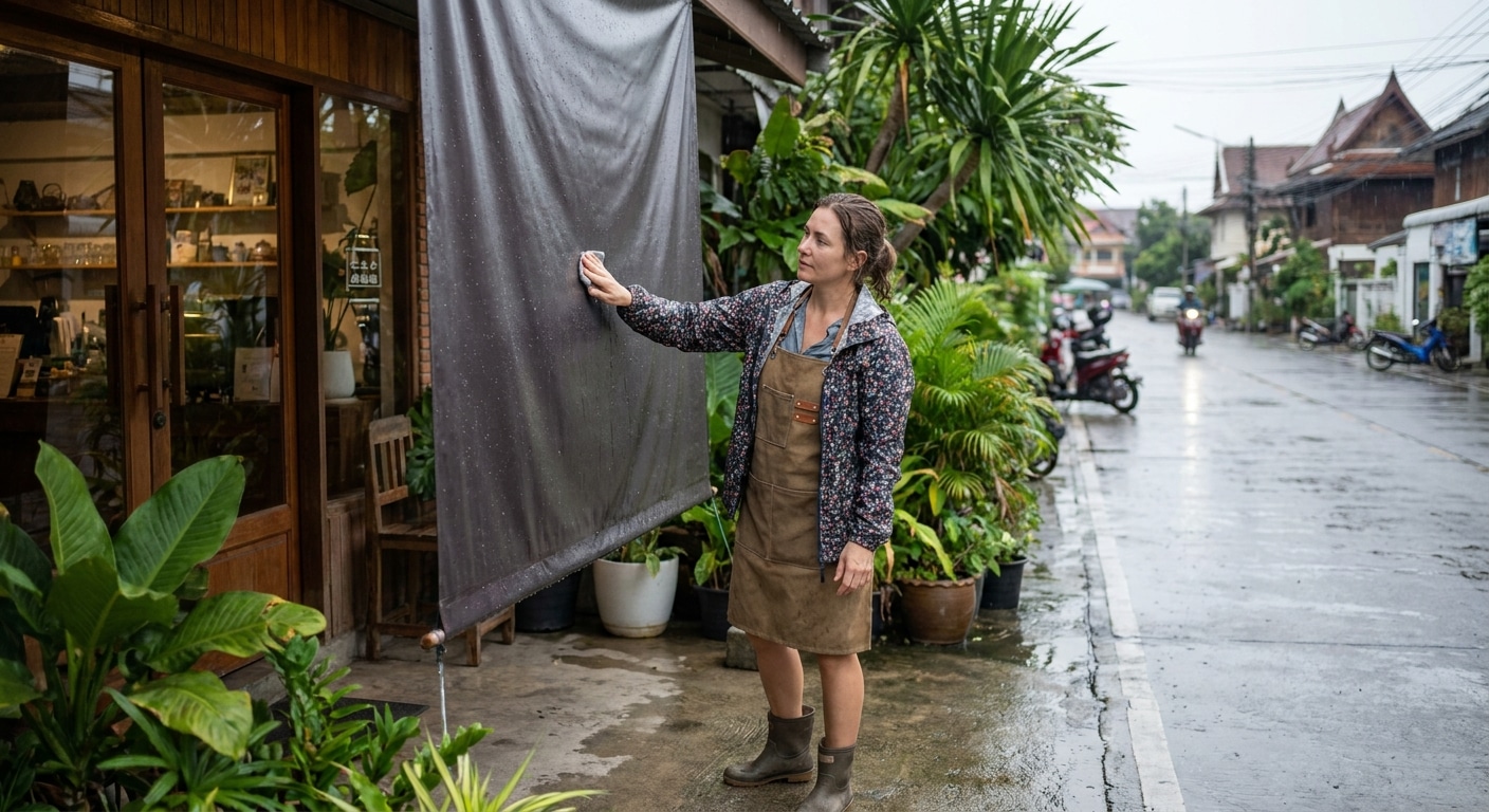ทริคดูแลป้ายไวนิลรับหน้าฝน! ยืดอายุสื่อโฆษณาให้สีสดทนทาน - vinyl-standee-maintenance-rainy-season