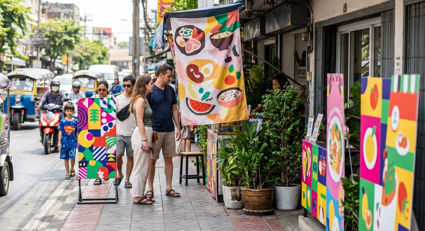 5 เทคนิคทำป้ายไวนิลและสแตนดี้ กระตุ้นยอดขายหน้าร้าน SME - vinyl-standee-marketing-tips