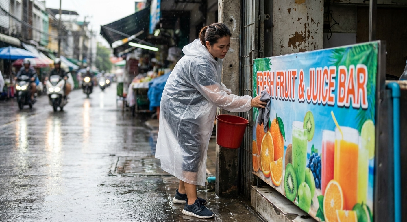วิธีดูแลป้ายไวนิลและสติ๊กเกอร์หน้าฝน ให้สีสวยทน ไม่ซีดจาง - vinyl-sticker-maintenance-rainy-season