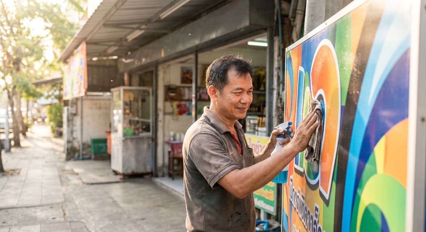 เทคนิคดูแลป้ายไวนิลและสติ๊กเกอร์ให้สีสดทนนาน - vinyl-sticker-maintenance-tips