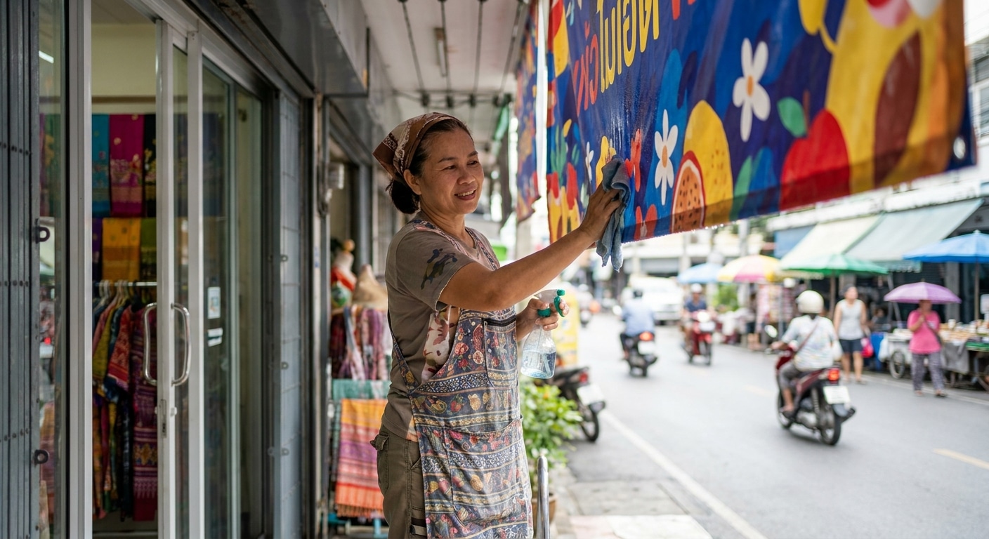 4 วิธีดูแลป้ายไวนิลและสติ๊กเกอร์หน้าร้านให้สีสดสู้แดดฝน - vinyl-sticker-maintenance-tips