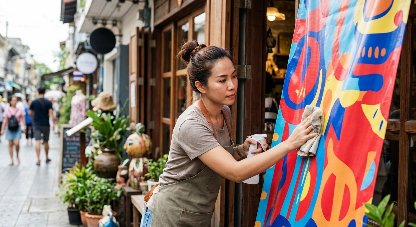 เทคนิคดูแลป้ายไวนิล-สติ๊กเกอร์หน้าร้านให้สีสวยทนทาน - vinyl-sticker-signage-maintenance-tips