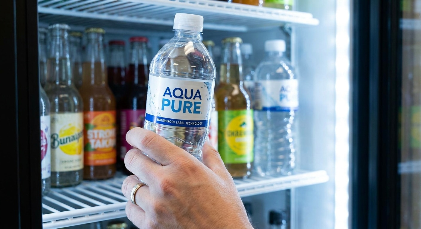 สติ๊กเกอร์ติดขวดน้ำเลือกแบบไหนดี? ทริคทำฉลากให้ทนแช่เย็น - waterproof-sticker-beverage-tips