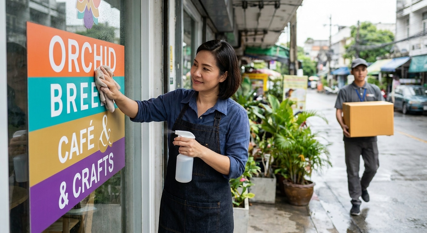 วิธีดูแลป้ายไวนิลและสติ๊กเกอร์หน้าร้านให้สีสด ท้าแดดฝนไทย - care-outdoor-vinyl-sticker-sign
