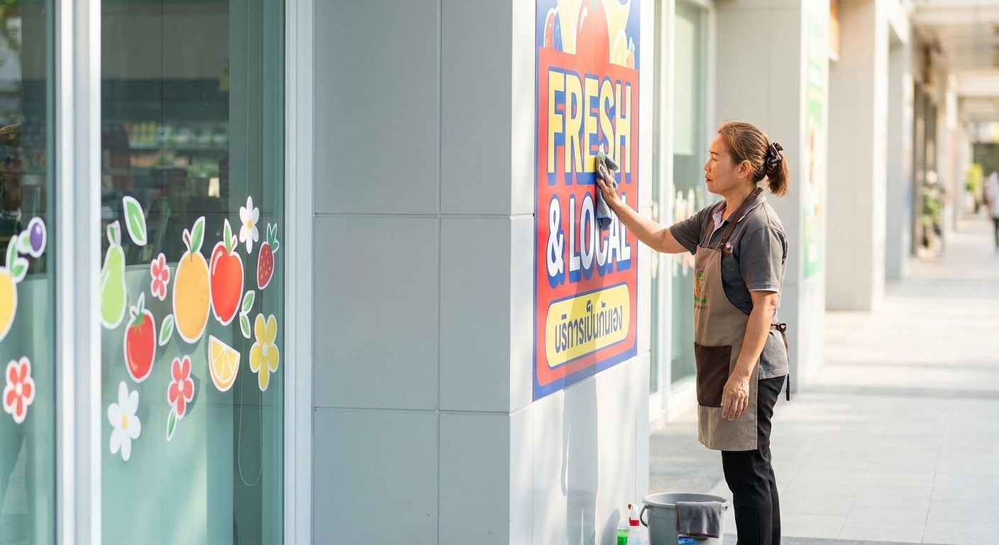 5 ทริคดูแลป้ายไวนิลและสติ๊กเกอร์หน้าร้านให้สีสด ไม่ซีดจาง - maintain-vinyl-banner-sticker-tips