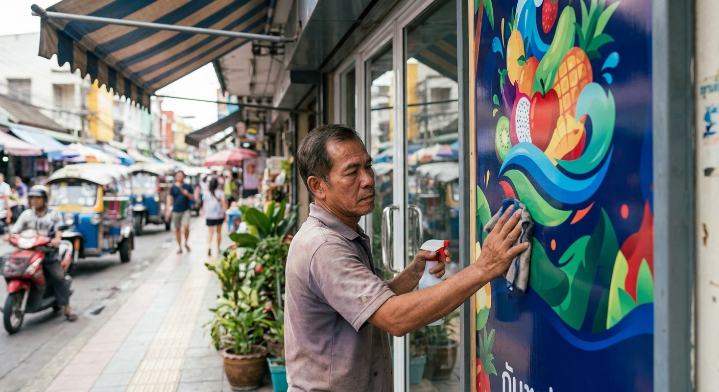 ทริคดูแลป้ายไวนิลและสติ๊กเกอร์ติดกระจกให้ทนแดดทนฝน - maintain-vinyl-sticker-outdoor