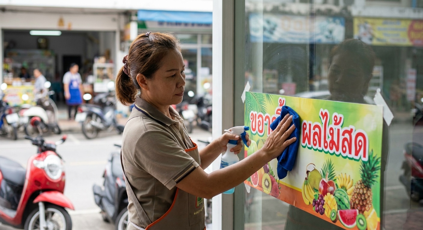 วิธีดูแลป้ายไวนิลและสติ๊กเกอร์หน้าร้านให้สีสดทนนาน - maintain-vinyl-sticker-signage
