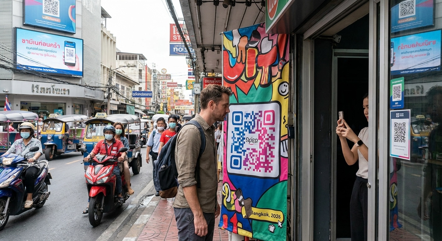 กลยุทธ์ O2O ดึงลูกค้าเข้าร้านด้วยป้ายโฆษณาและสติ๊กเกอร์ QR - o2o-marketing-signage-qr-sticker