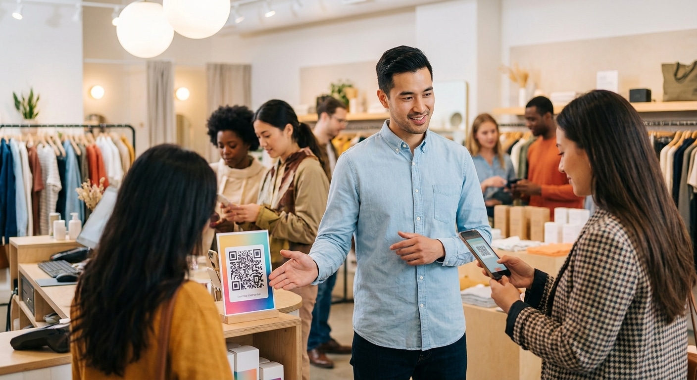 5 เทคนิคใช้ป้ายและสติ๊กเกอร์ QR Code เพิ่มยอดขายหน้าร้าน - offline-to-online-print-marketing
