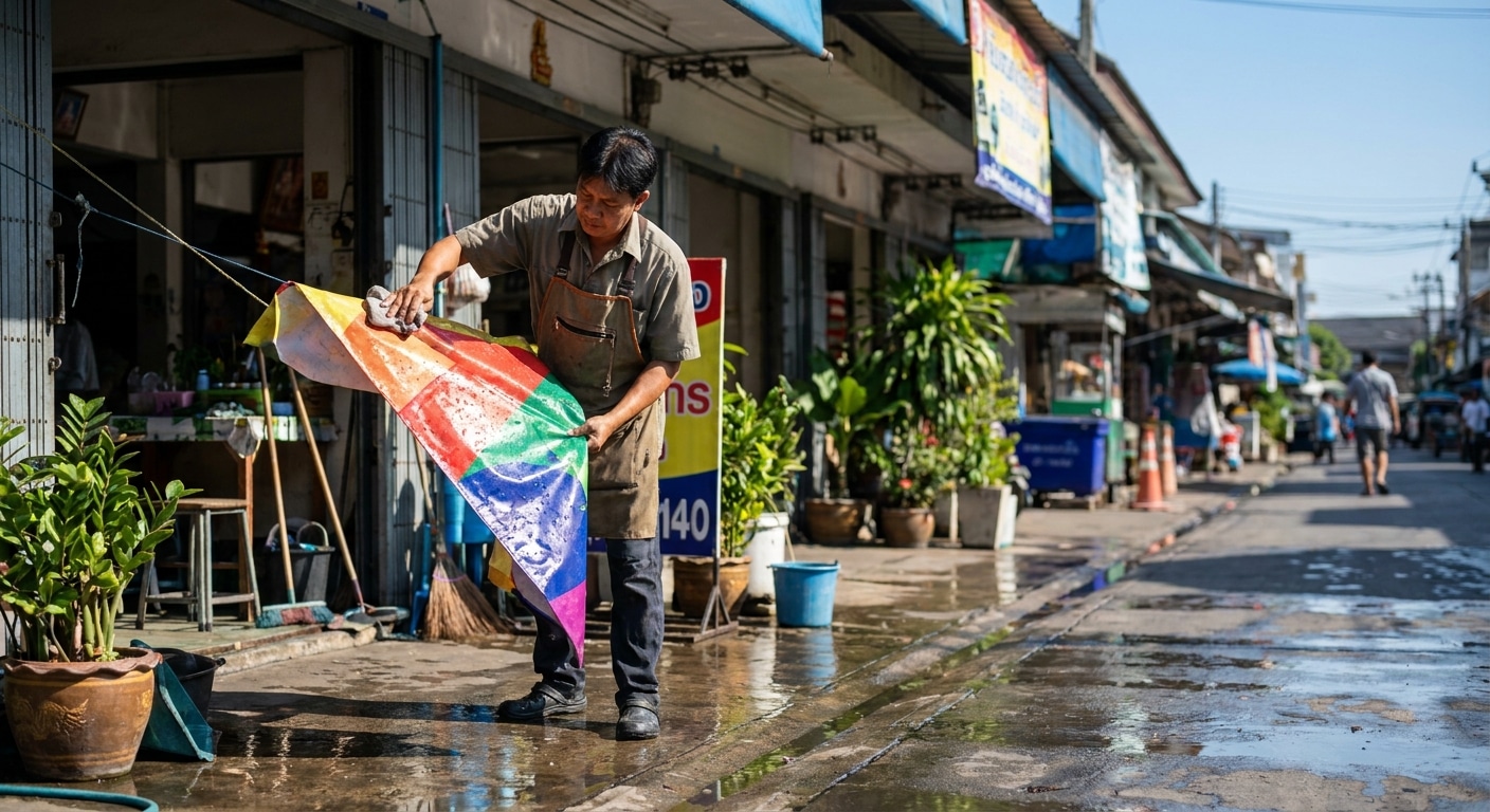 วิธีดูแลป้ายโฆษณาหน้าร้านให้สีสด ทนแดดทนฝน ยืดอายุใช้งาน - outdoor-sign-maintenance-tips