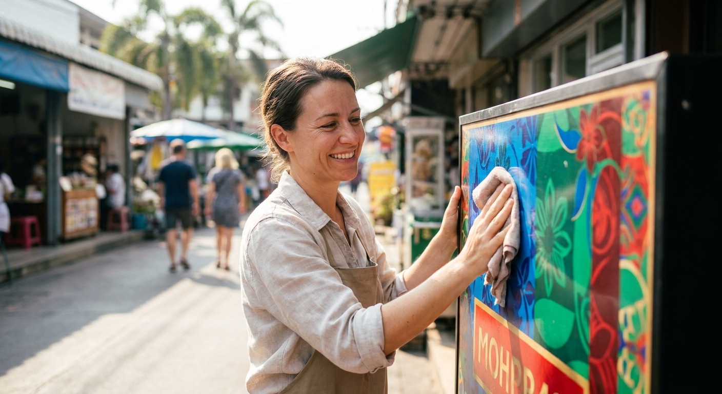 เคล็ดลับดูแลป้ายและสติ๊กเกอร์หน้าร้านให้สีสด ไม่ซีดไว - outdoor-sign-sticker-maintenance-tips