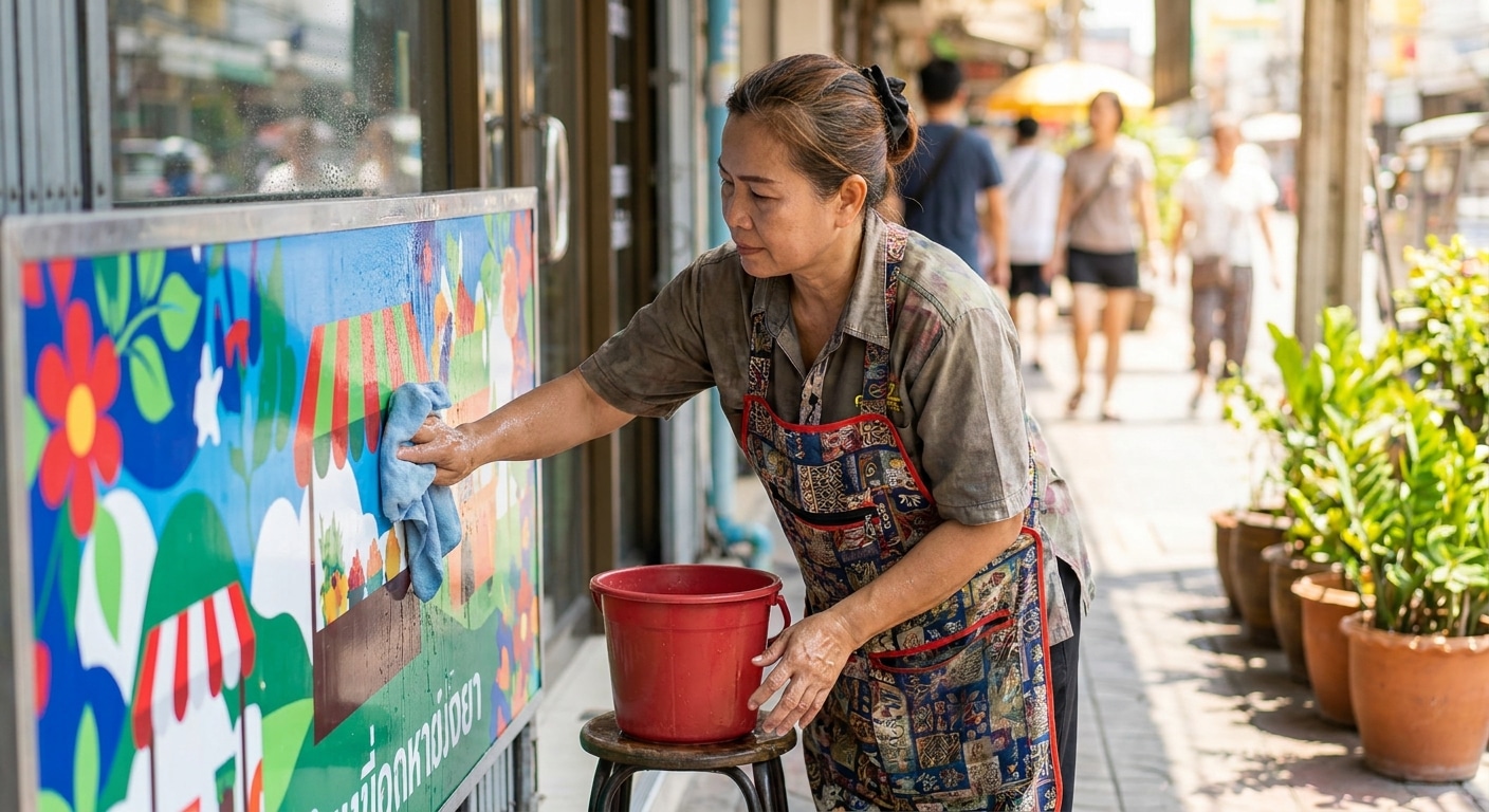วิธีดูแลป้ายไวนิลและสติ๊กเกอร์หน้าร้านให้สีสดทนทาน - outdoor-signage-sticker-maintenance
