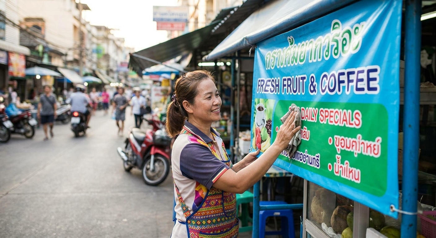 ทริคดูแลป้ายไวนิลหน้าร้านให้สีสด ทนแดดทนฝน ใช้งานยาวนาน - outdoor-vinyl-banner-maintenance