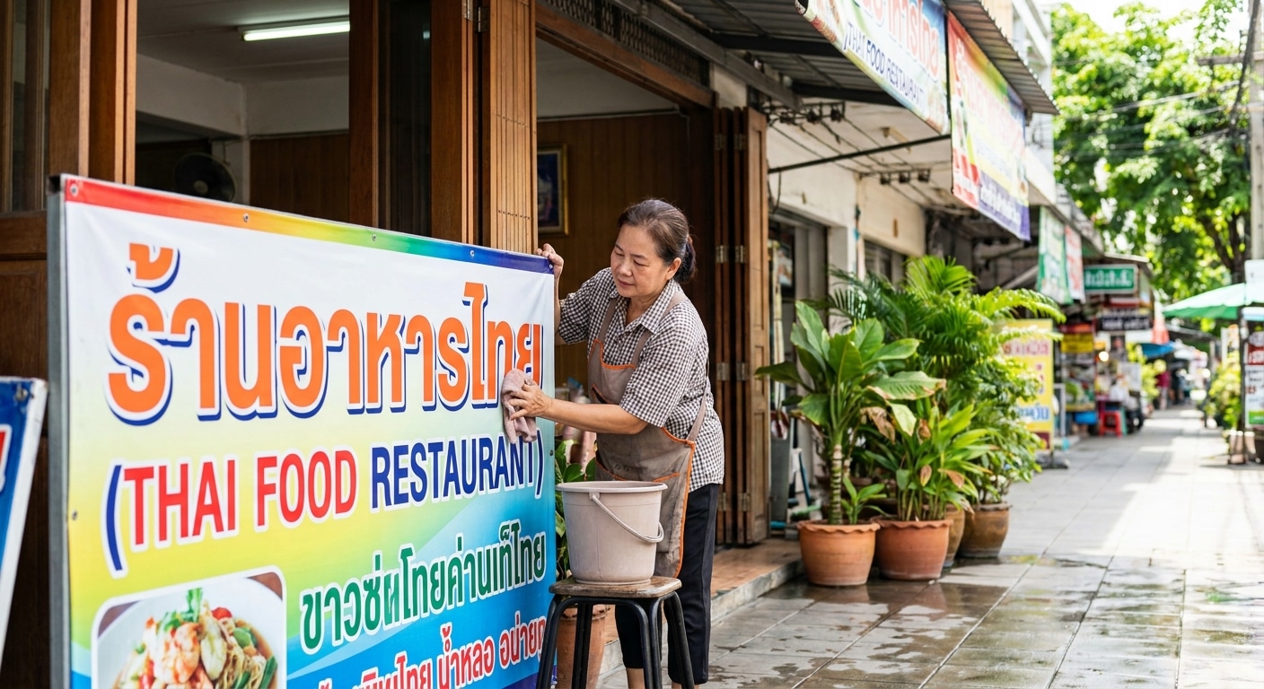 วิธีดูแลป้ายไวนิลหน้าร้านให้สีสด ทนแดดทนฝน ยืดอายุการใช้งาน - outdoor-vinyl-banner-maintenance