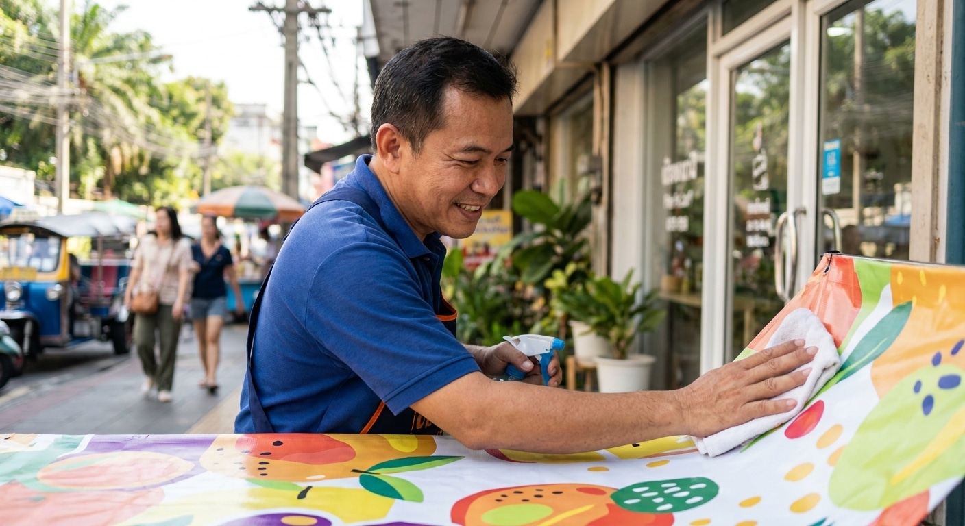 วิธีดูแลป้ายไวนิลโฆษณากลางแจ้ง ให้สีสดทนแดดทนฝน - outdoor-vinyl-banner-maintenance