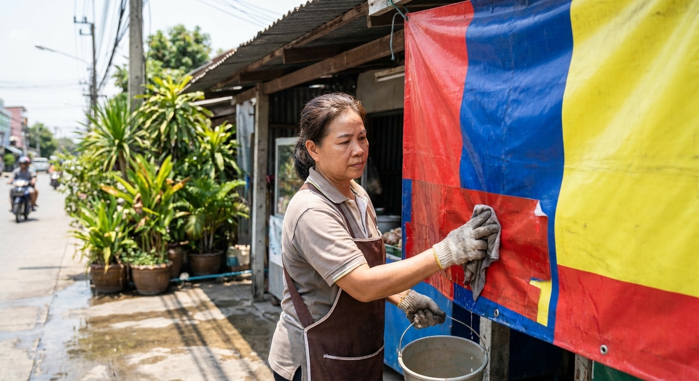 4 ทริคดูแลป้ายไวนิลหน้าร้านให้สีสวย ทนแดดทนฝน - outdoor-vinyl-banner-maintenance-tips