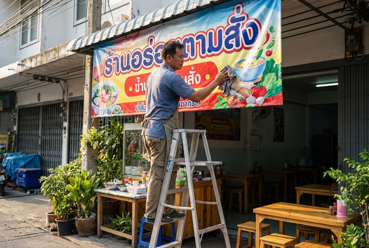 วิธีดูแลป้ายไวนิล-ป้ายโฆษณากลางแจ้งให้สีสด ทนแดดทนฝน - outdoor-vinyl-sign-maintenance