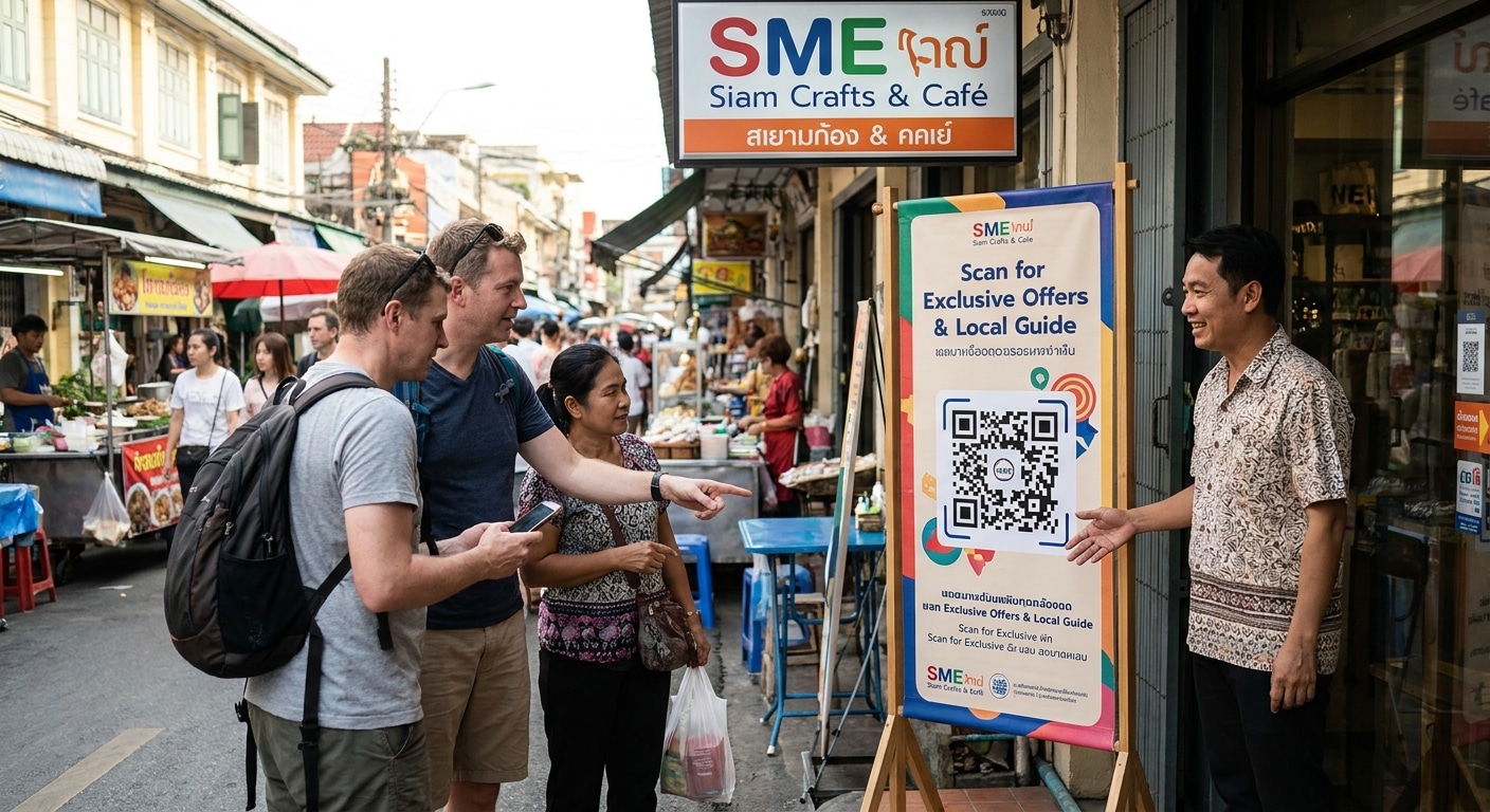 ป้ายสแตนดี้ติด QR Code! เทคนิคดึงลูกค้าเข้าร้านฉบับ SME - qr-code-standee-o2o-marketing