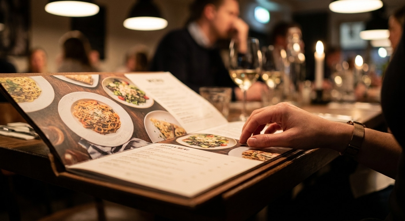 จัดหน้าเมนูอาหารอย่างไร? ดึงดูดลูกค้า สั่งเพิ่มไม่รู้ตัว - restaurant-menu-design-tips
