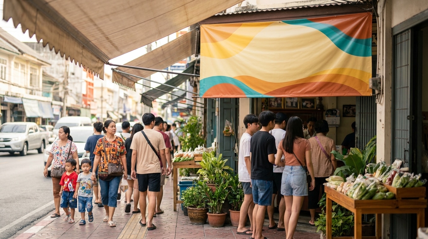 ออกแบบป้ายไวนิลหน้าร้านยังไง ให้ลูกค้าเห็นแล้วต้องแวะ! - vinyl-banner-design-marketing-tips