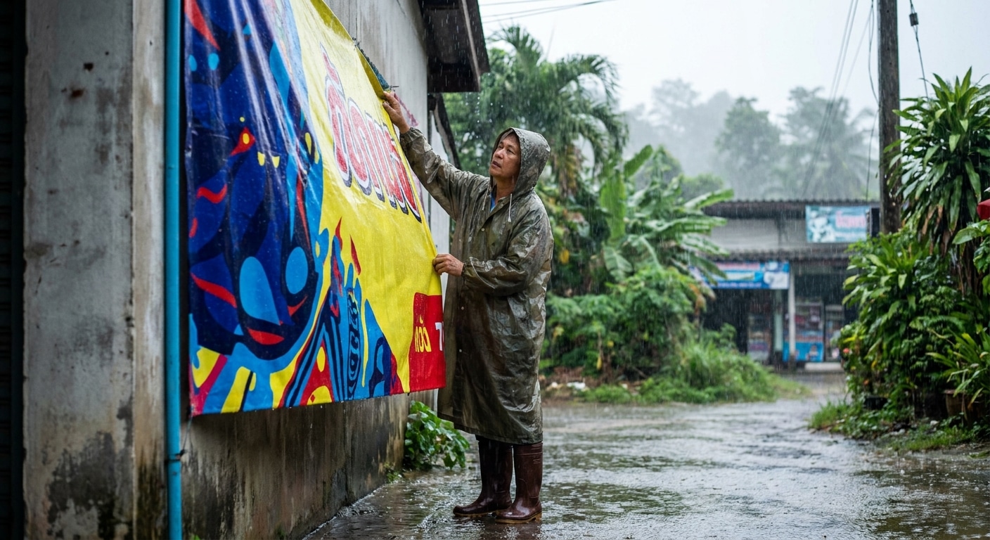 ทริคดูแลป้ายโฆษณาและป้ายไวนิลหน้าฝน ให้สีสดคมชัดรับกลางปี - vinyl-sign-maintenance-rainy-season
