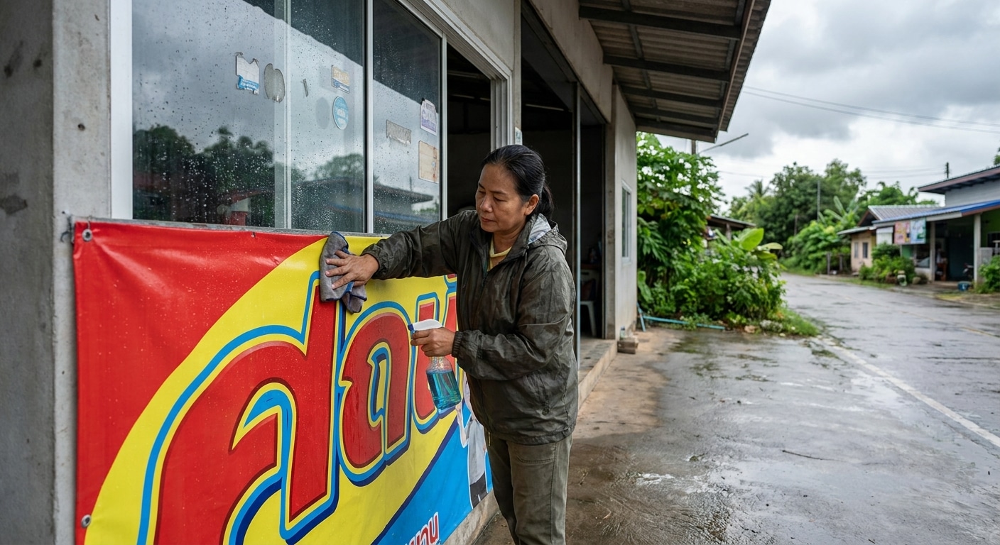 วิธีดูแลป้ายไวนิลหน้าร้านให้สีสด ทนแดดทนฝน ยืดอายุใช้งาน - vinyl-sign-maintenance-tips