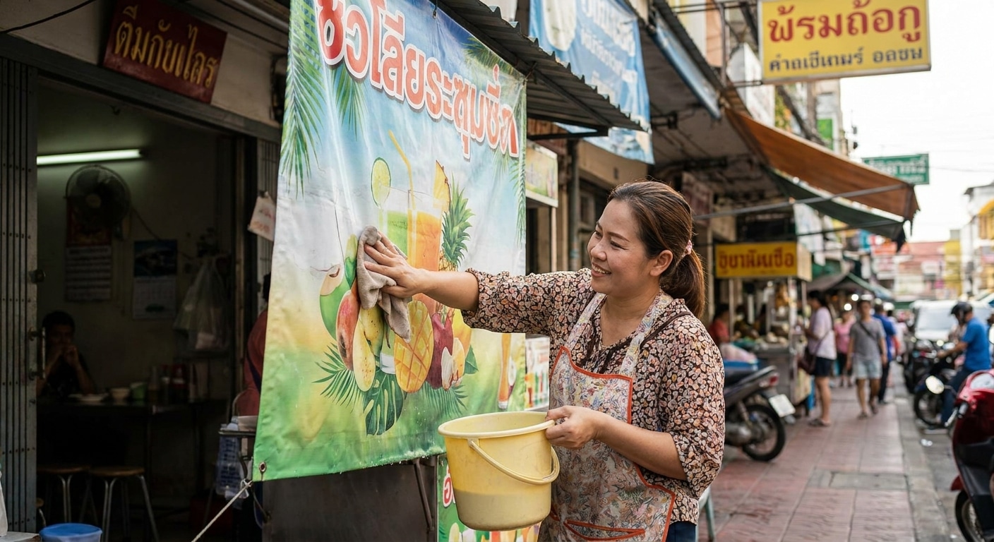 วิธีดูแลป้ายโฆษณาและสติ๊กเกอร์ให้ทนแดด สีไม่ซีดไว - care-outdoor-signage-sticker
