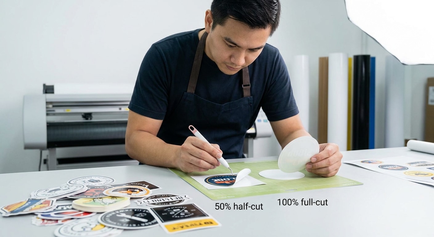 สติ๊กเกอร์ไดคัท 50% vs 100% ต่างกันอย่างไร เลือกแบบไหนดี? - diecut-sticker-half-vs-full