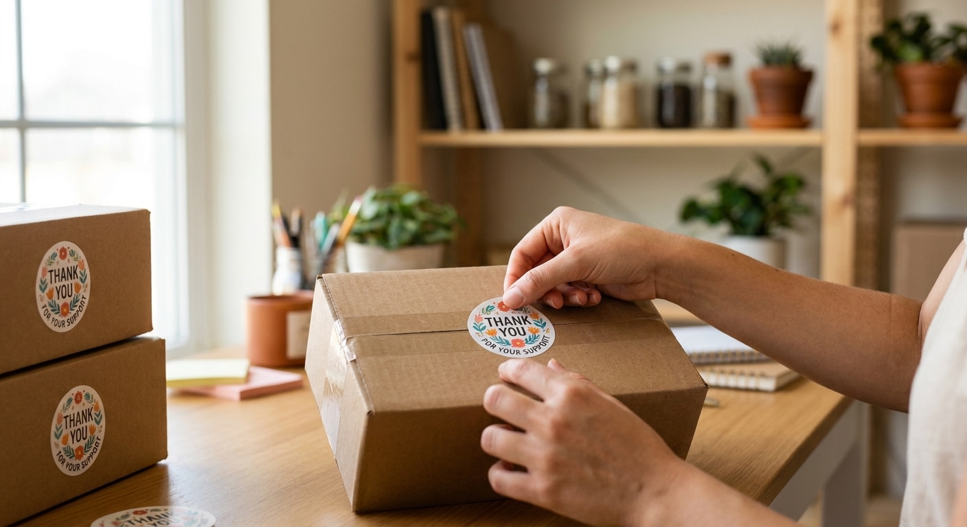 5 ไอเดียสติ๊กเกอร์ไดคัทติดกล่องพัสดุ มัดใจลูกค้าออนไลน์ - diecut-sticker-packaging-ideas