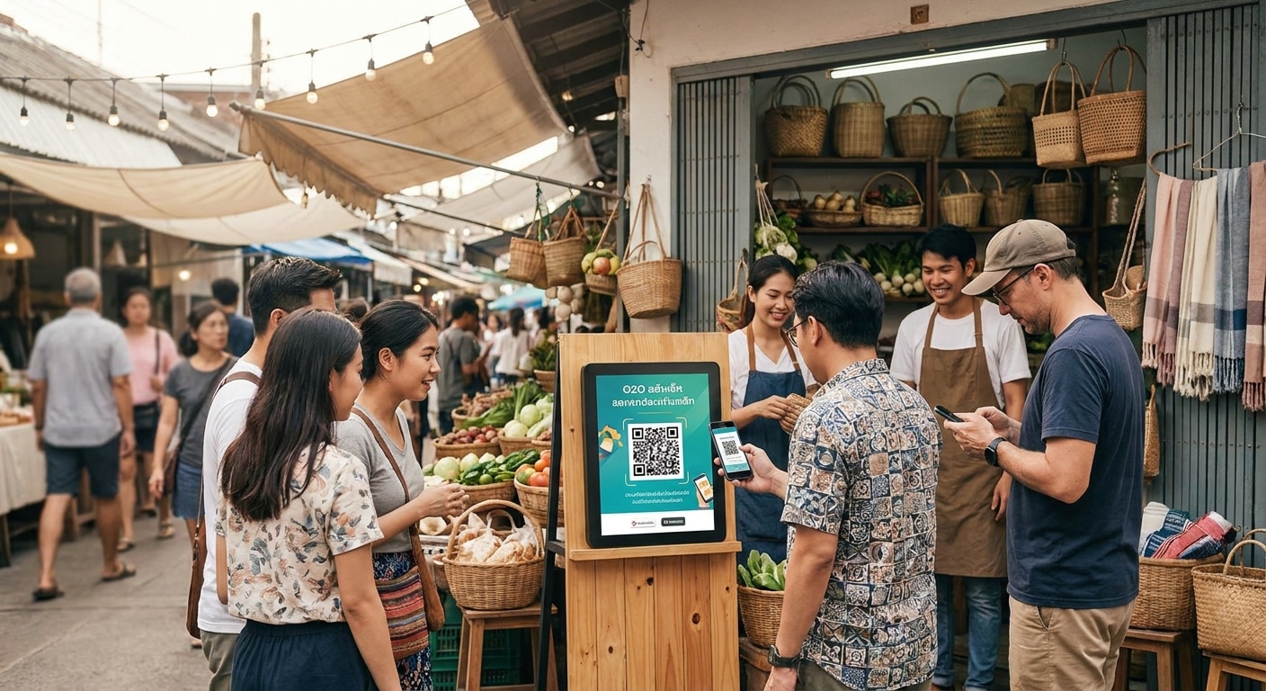 กลยุทธ์ป้ายโฆษณา O2O ดึงลูกค้าหน้าร้านสู่ออนไลน์ ยอดขายพุ่ง - o2o-marketing-signage-vinyl-strategy